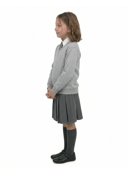GW CLASSY OUTFIT Boys & Girls V-Neck School Jumper – Kids Unisex Long Sleeve Fleece Uniform Soft & Comfortable Sweatshirt