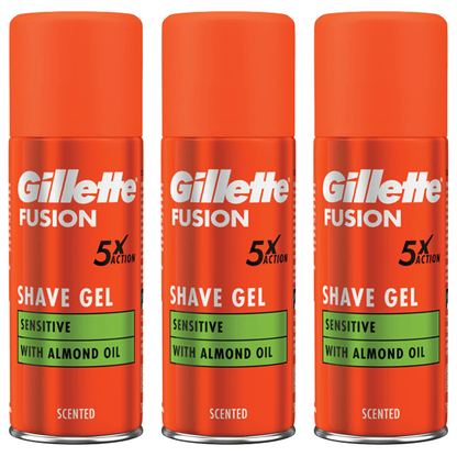 Gillette Fusion Ultra Sensitive Shaving Gel for Men, 3 x 75ml Multipack, Skin Comfort Formula for Sensitive Skin, Rich Lubrication Gel Enhances Razor Glide, Smooth Close Shave, Daily Grooming Essential Compatible with Fusion Razors