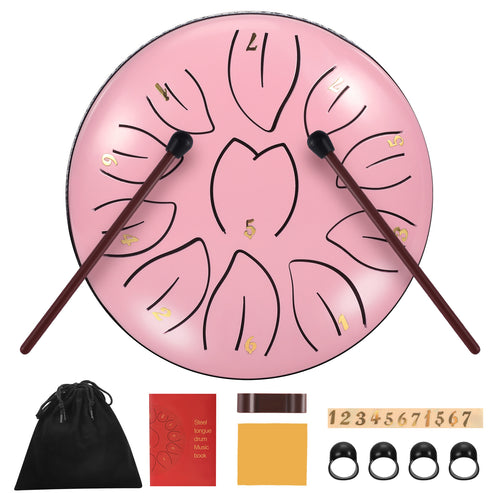 Steel Tongue Drum 11 Note 6 Inches D-Key Rain Drums for Garden,Handpan Drums with Music Book, Mallets and Carry Bag,Percussion Instrument Gift for Meditation Musical Education Mind Healing