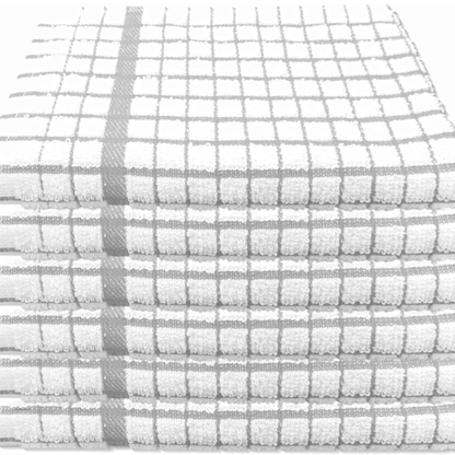Pack of 6 Large Tea Towels 40x60cm – 100% Cotton Luxury Check Soft Kitchen Towels – Highly Absorbent Dish Cloths – Durable Washable Tea Towels for Drying Dishes, Cleaning, Cooking, Household, Restaurant, Bar, Café, Catering, Commercial & Professional Kitc