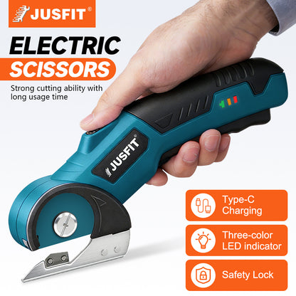 Machine ONLY Rechargeable Cordless Electric Scissors, Electric Fabric Scissors Cordless, USB Charging Fabric & Cardboard with Safety Lock, Powerful Handheld Scissor for Sewing, Crafting, Cardboard, Leather, Carpet, DIY & Garden Use, Time Saving Sewing Too