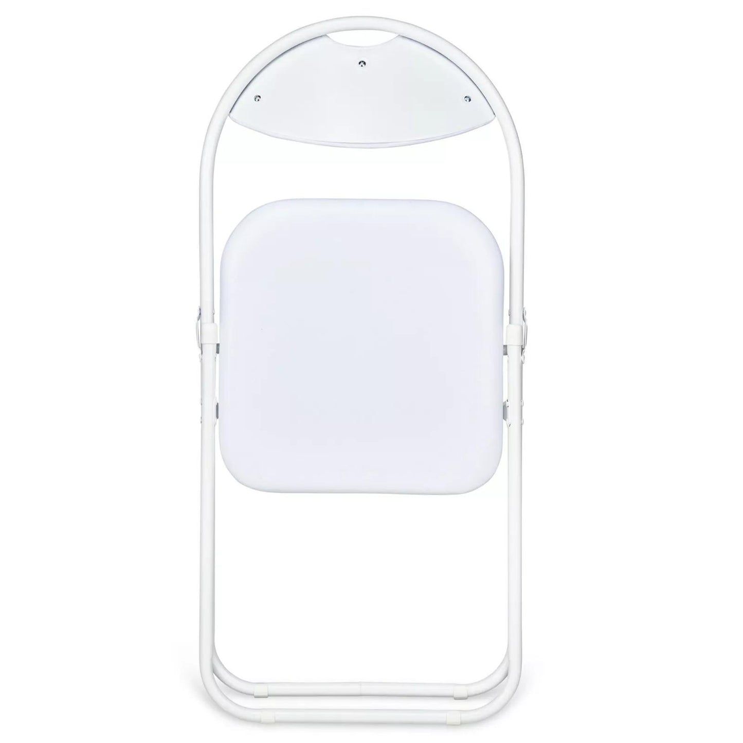 White Folding Chair Round Foldable Metal Chairs Space Saving Padded Seat For Dining Living Room Kitchen Spare Chair Seat