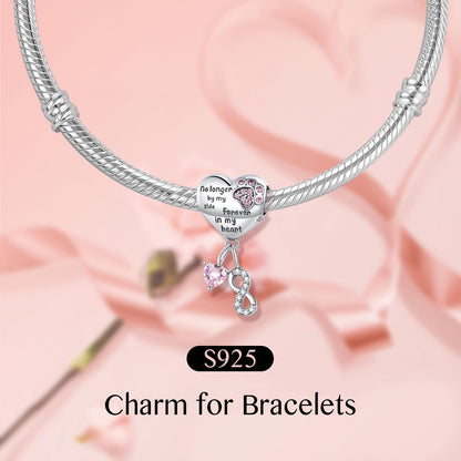 New S925 Sterling Silver Original Charm for Charm Bracelet "Forever in my heart" Pet Paw Charm Necklace Pendant Fashion Jewelry