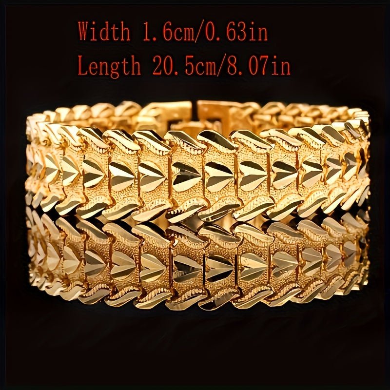 1pc 18K Gold Plated Men'S Heart Personalized Men'S Non-Slip Jewelry Gift, Gift for Boyfriend, Father'S Day Gift