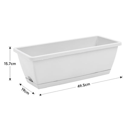 5pcs Balcony Vegetable Basin, Long Strip Horon Basin, Outdoor Creative Plastic Vegetable Planting Box, Available in White, Gray, Dark Green And Brick Red. Available Sizes: L42.5*W17*H14Cm/L49.5*W19*H*14Cm
