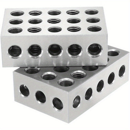 2pcs Precision Clamping Blocks - 2.54-7.62cm Metric & Imperial Sizes, 23 Holes, Hardened Steel, Scratch-Resistant for Machining & Milling - Ideal for DIY & Professional Use