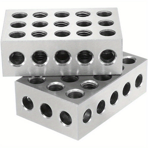 2pcs Precision Clamping Blocks - 2.54-7.62cm Metric & Imperial Sizes, 23 Holes, Hardened Steel, Scratch-Resistant for Machining & Milling - Ideal for DIY & Professional Use