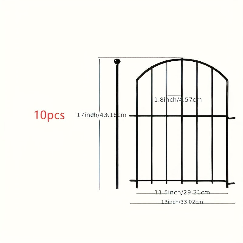 Decorative Garden Fence Outdoor, 10pcs Rustproof Metal Animal Barrier Fence, Black Ornamental Fence for Yard, Patio, Lawn, Garden Bed, Easy to Install