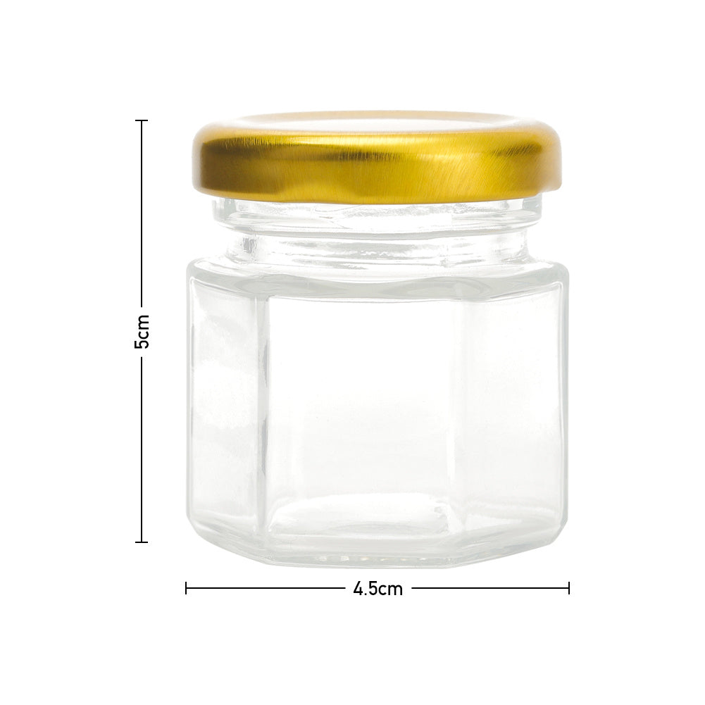 20 Pack Glass Jars With Lids, 45ML Mini Jars With Golden Lids Honey Spice Herb Jam Bottles Round Glass Jam Jars For Spices, Herbs, Jams, Crafts, Wedding Party Favors, Decor
