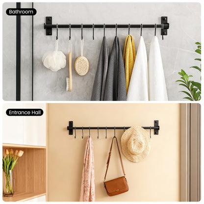 Utensil Rack Stainless Steel Wall Mounted Utensil Hooks with 12 Removable Hooks Kitchen Utensils Holder Utensil Hanging Rack Rail 52Cm (15.6")
