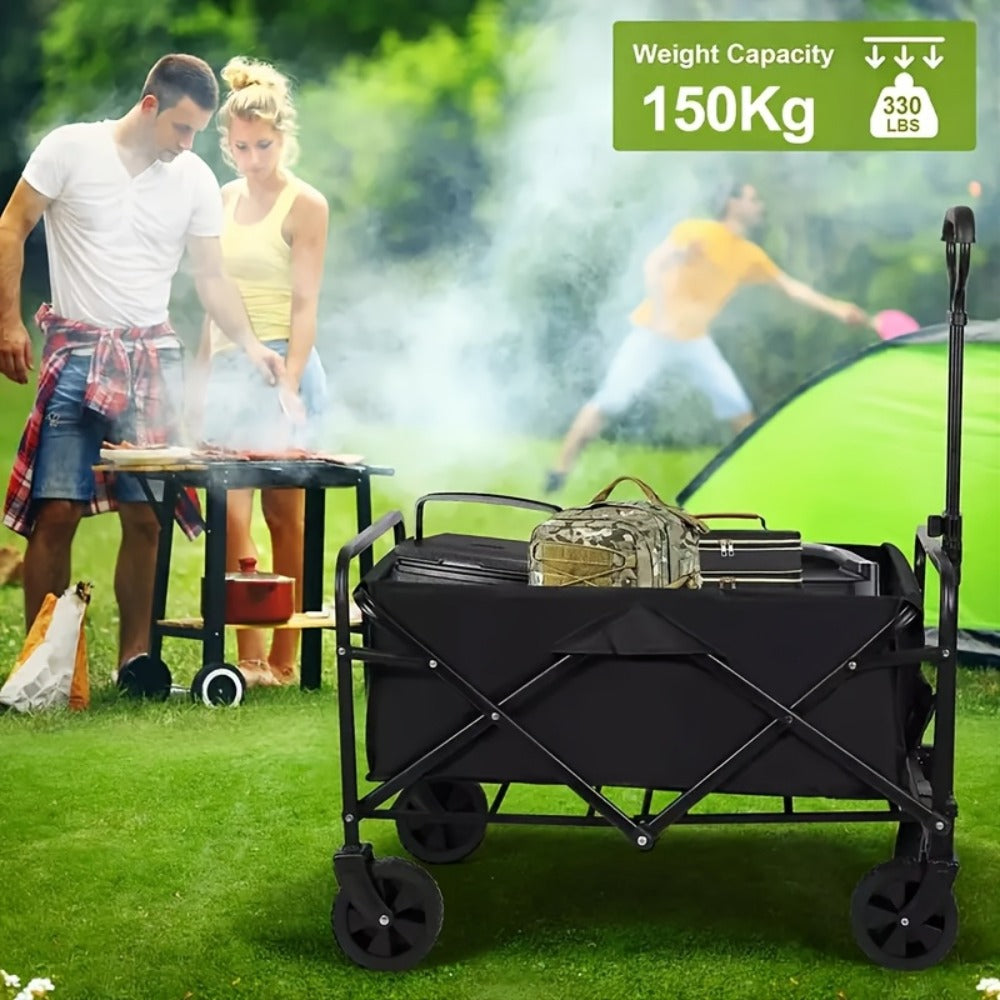 Heavy Duty Folding Utility Wagon Cart All-Terrain Wheels – Collapsible Pull-Along Trailer for Beach Camping Garden Picnic Markets Groceries Firewood Outdoor Gear, UK Stock