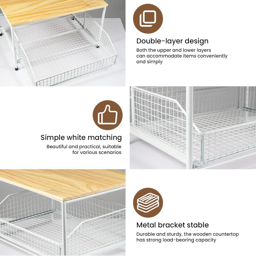 Two-Tier Metal Kitchen Countertop Organiser with Drawers - option view 15