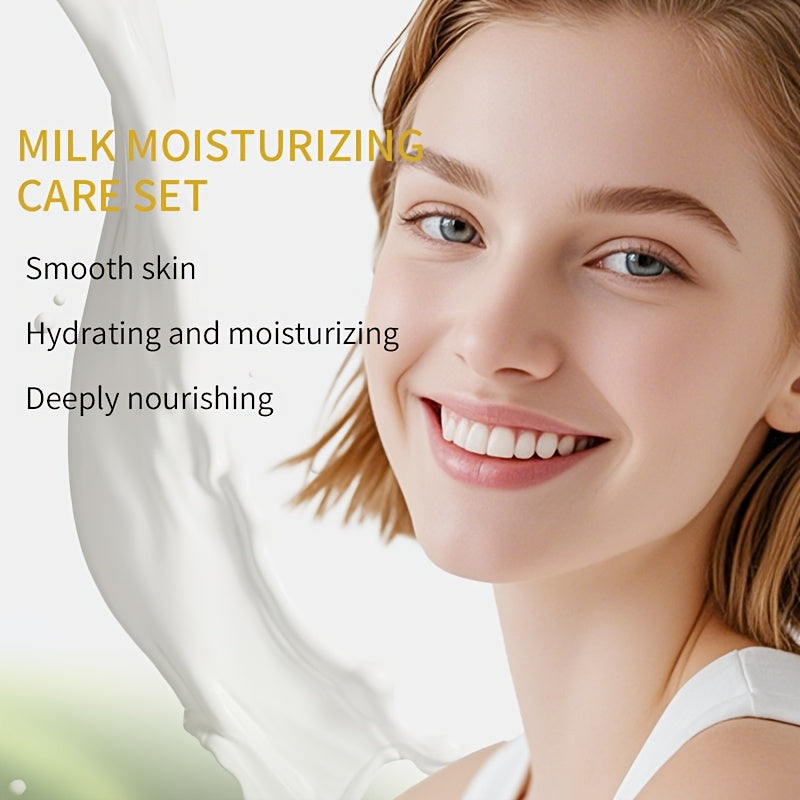 5pcs Milk Travel Skincare Set - Hydrating, Smoothing, and Lightweighting, Includes Milk, Hyaluronic Acid, and Creams - Portable and Ideal for On-the-Go Skin Care, Perfect Holiday Gift
