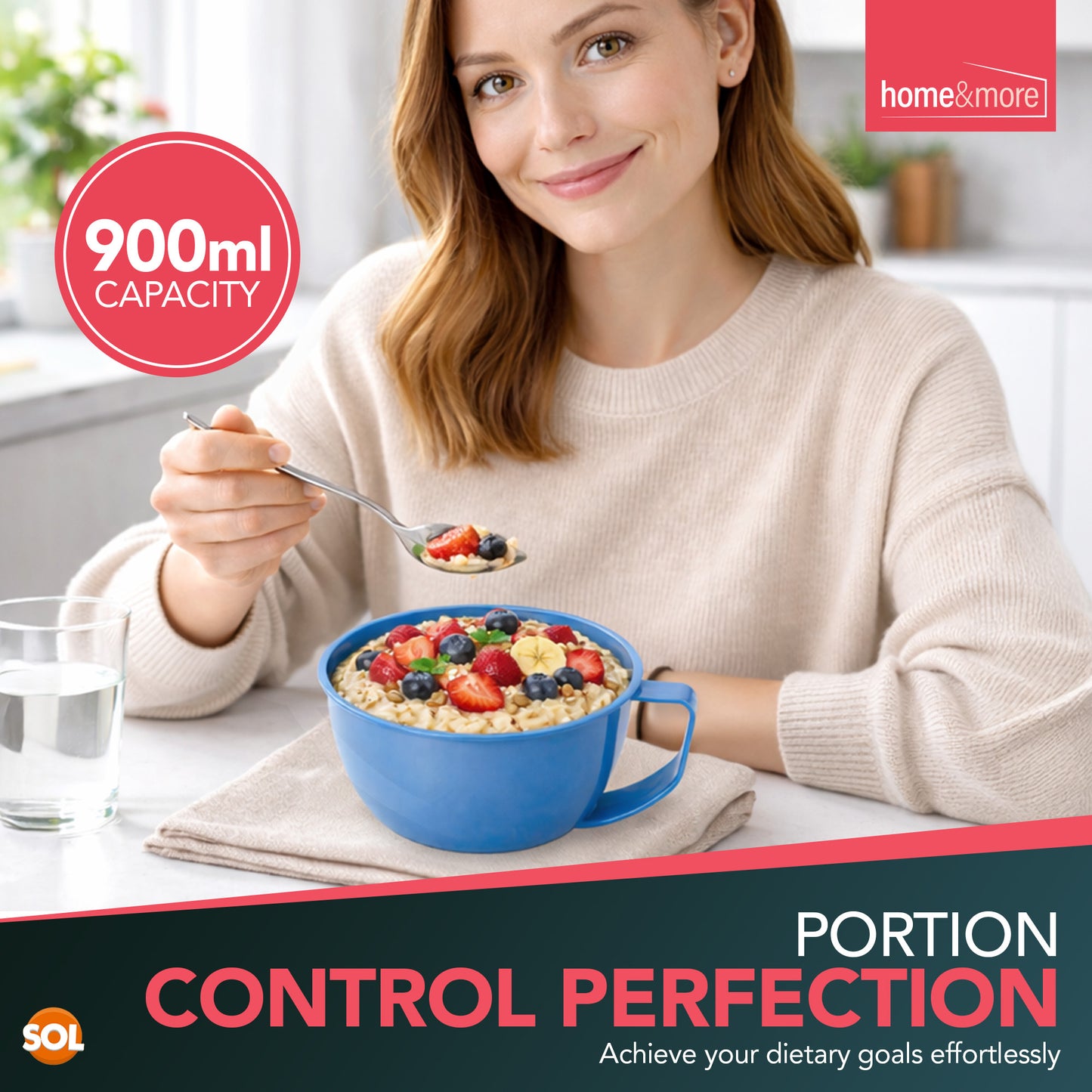 2-8 Pack Microwave Soup Bowl with Lid & Handle | 900ml Soup Mug Cup for Noodles, Porridge & Lunch | Leak Proof Food Container | Microwave-Safe Lunch Bowl with Vented Lid | Dishwasher Safe Portion Control Lunch Box | Reusable Microwavable Soup Mugs