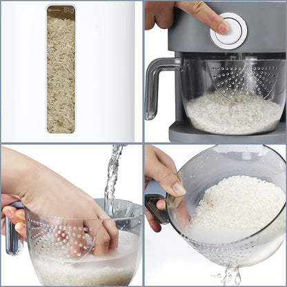 Rice Dispenser Container 10KG - Cereal Containers Storage with Measuring Cup, Sealed Moisture Proof Rice Bucket - Dry Food Grain Flour Soybean for Kitchen Pantry Household, BPA-Free