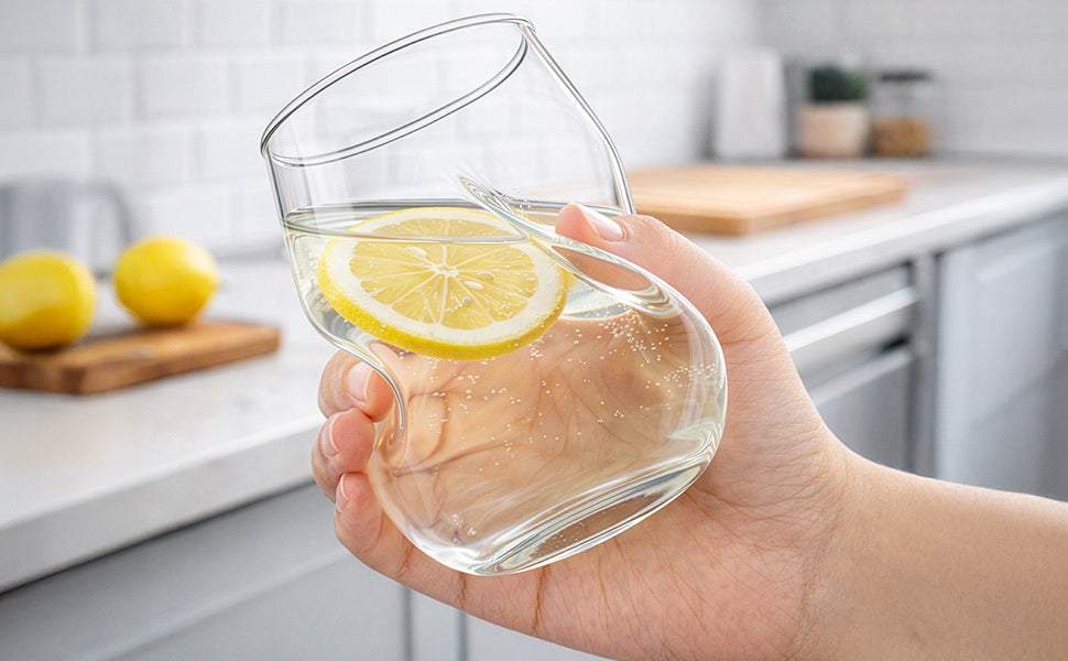 6pcs Wave Shape Drinking Glasses, 400ml Curved Creative Glassware for Cocktails, Juice, Soda, Beer, Whisky & Tea