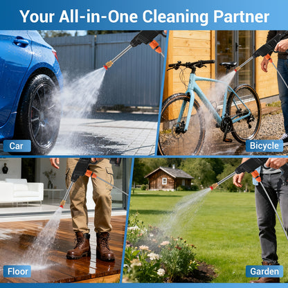 6In1 Cordless High Pressure Washer, Portable High Pressure Washer, Electric Car Wash Machine, 1500W High-Power Motor, 2 Batteries, 5M Hose, 1 Charger, Ideal for Car Washing And Yard Cleaning