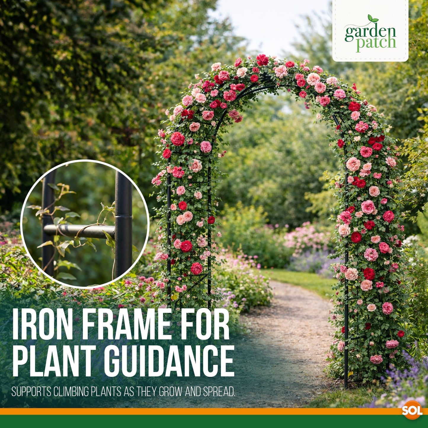 1 Pack Garden Arch for Climbing Plants | Large Metal Garden Trellis Arch 2.4m x 1.4m | Outdoor Garden Pathway Arch for Roses Vines Weddings