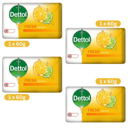 Dettol 4 Pack Soap Bars (Original, Skincare, Cool and Fresh) 60g Each