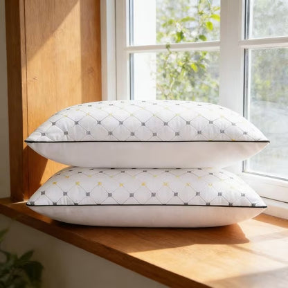 2pcs Ultra Soft Bed Pillows, Sleeping Pillows, Star Embroidery Design, Vacuum Sealed Compressed Pack, Skin-Friendly & Breathable, Machine Washable All-Season Bedding, Perfect for Bedroom, Guest Room & Hotel Use