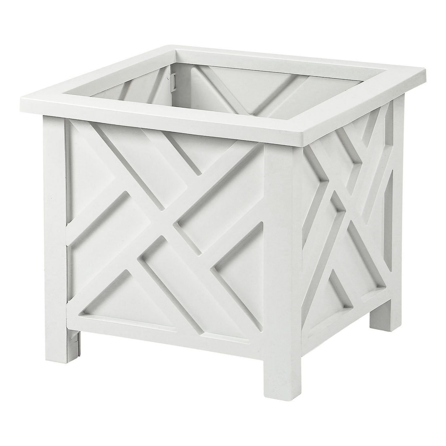 Taylor & Brown Set of 2 | Lattice Design Planter Box | 14.5-Inch | Square Decorative Outdoor Flower or Plant Pot Container | Polypropylene | Front Porch, Patio, and Garden Decor