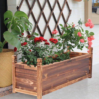 30cm/60cm/90cmL Wooden Rectangular Planter Box Raised Garden Yard Patio Flower Vegetable Planter Bed Indoors Outdoors