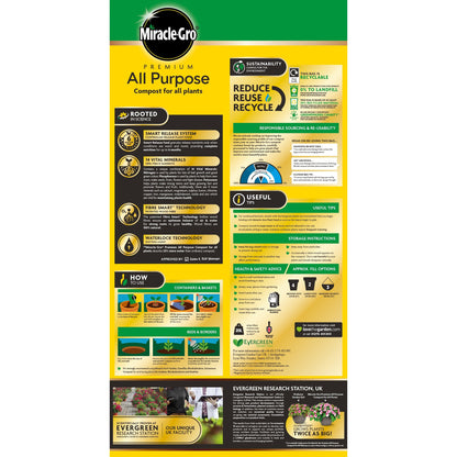 Miracle-Gro All Purpose Premium Compost 20L Nutrient Enriched Soil for Garden Flower All Plants Maximum Root Growth Multi-Purpose