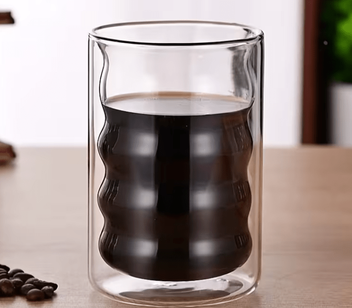 6pcs - 350ml, Latte Mocha, Double-Wall Heat-Resistant Glass Cappuccino, Latte, Tea, Coffee, Milk, Juice, Beer, Dual-Layer No-Handle Glass Cup with Built-In Spiral Lid, Perfect for Hot Beverages, Beverage Glassware, Sophisticated Drinkware, Heatresistant G