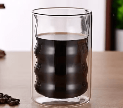 6pcs - 350ml, Latte Mocha, Double-Wall Heat-Resistant Glass Cappuccino, Latte, Tea, Coffee, Milk, Juice, Beer, Dual-Layer No-Handle Glass Cup with Built-In Spiral Lid, Perfect for Hot Beverages, Beverage Glassware, Sophisticated Drinkware, Heatresistant G
