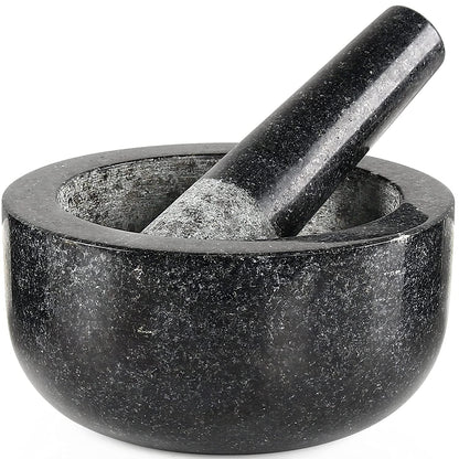 Granite Mortar and Pestle Set 16 cm Diameter Large Capacity Hard Granite Mortar Premium Solid Granite Stone