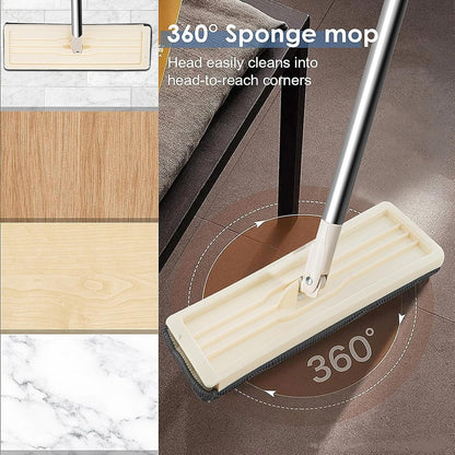 360° Flat Squeeze Microfiber Mop and Bucket Set Floor Mop and Bucket System Set Mop Home Floor Tiles Cleaning Wet Dry Cleaning Buckets for Floor Cleaning