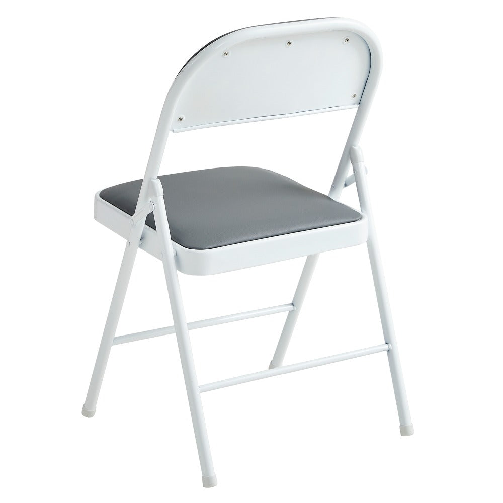 Faux Leather Folding Chairs Set of 4 with Metal Frame & Padded Seat – Foldable Dining, Office & Reception Chairs, Easy Fold & Store, 7 Colours