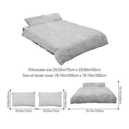 Water Mink Plush Super Soft and Thicken Autumn and Winter Bedding Set, Plush Comfortable Warm Duvet Cover Pillowcases Three-piece Set, Available in Various Colors, Down Duvet Cover, Zipper Closure Design, Single/Double/King/Super King