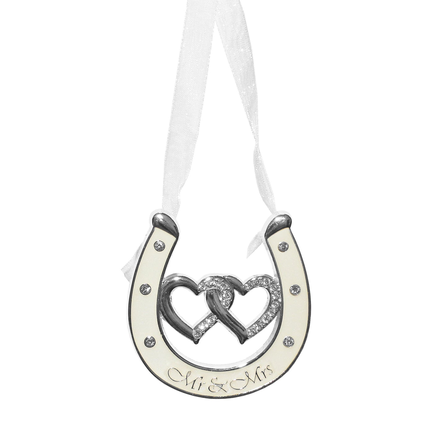 Wedding Ivory Coloured Double Heart Horseshoe with Diamantes