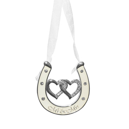 Wedding Ivory Coloured Double Heart Horseshoe with Diamantes
