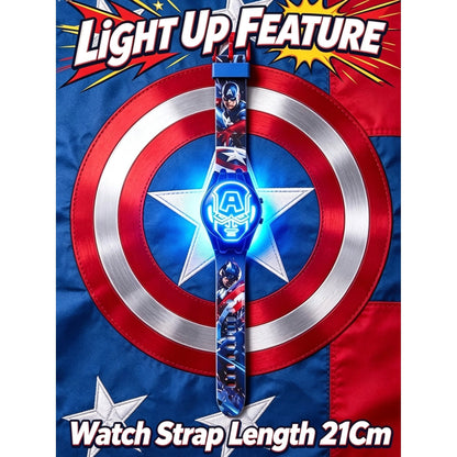 Marvel Kids Toys Light Up Watch for Boys & Girls – Hulk, Spider-Man, Iron Man & Captain America Toy Watch – Adjustable Watch Strap – Party Bag Fillers Kids – Fidget Toys – Toys for Boys Ages 3+