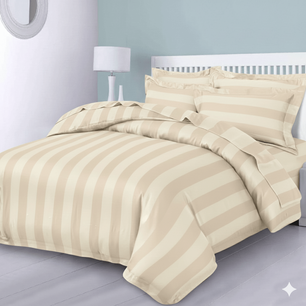 3pcs Classic Satin Stripe Duvet Cover Set (Includes 1 Duvet Cover & 2 Pillowcases) – Soft, Comfortable, and Machine Washable. Perfect for Bedrooms, Dorms, Hotels, and as a Thoughtful Holiday Gift.