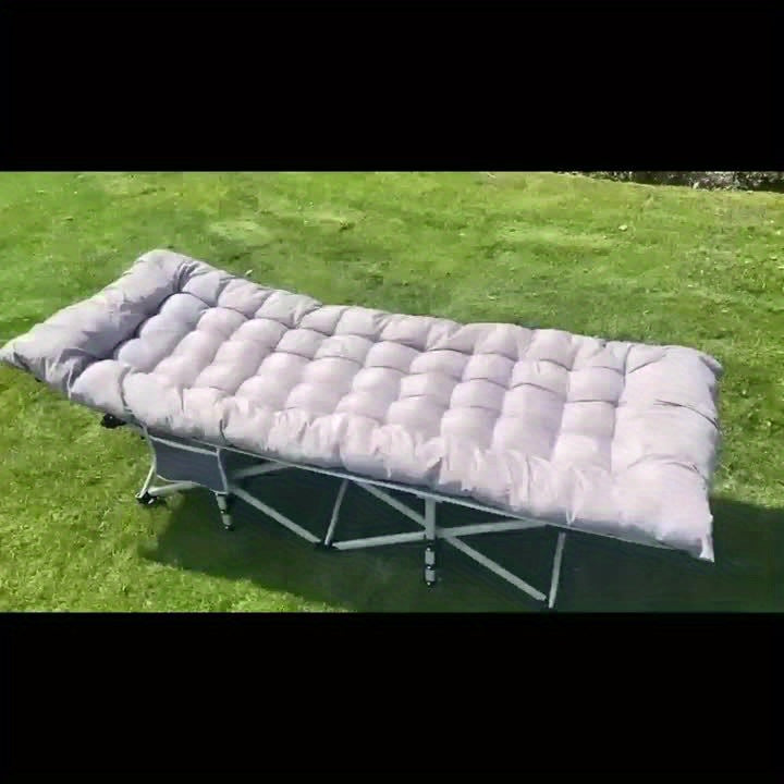 Folding Bed Portable Folding Camping Bed For Adults, Weight Capacity 199.58kg, With Mattress And Side Pocket - Lightweight And Sturdy Frame, Fishing Bed, Suitable For Camping, Home, Office, Travel, Picnic, Family Bed, Compact Design, Large Capacity