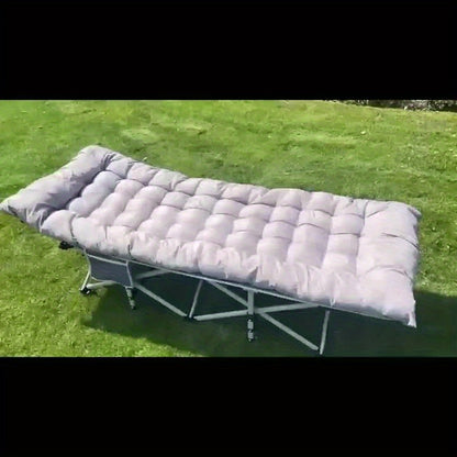 Folding Bed Portable Folding Camping Bed For Adults, Weight Capacity 199.58kg, With Mattress And Side Pocket - Lightweight And Sturdy Frame, Fishing Bed, Suitable For Camping, Home, Office, Travel, Picnic, Family Bed, Compact Design, Large Capacity