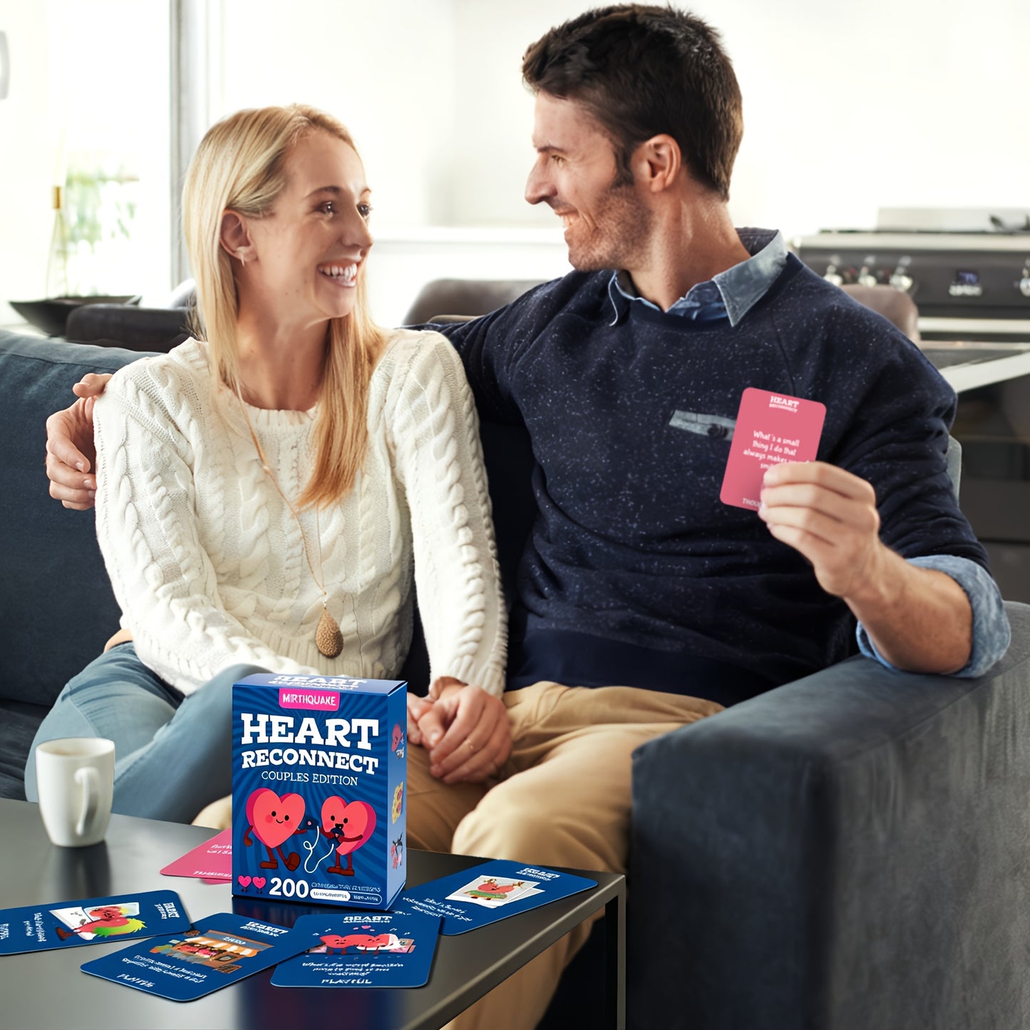 Heart Reconnect Couple Conversation Cards - 200 Questions Card Game for Date Nights & Travel Adventures, 100 Thoughtful & 100 Playful | Great Gift for Valentine Anniversary