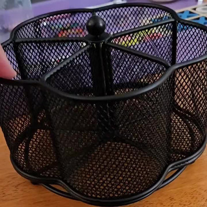 Kitchen Utensil Holder 360° Rotating Utensil Holder 18.29 X 12.95cm Large Metal Utensil Organizer 5-Compartment Metal Utensil Caddy Rotatable Cutlery Holder for Kitchen Dining Tables Kitchen Utensil Organizer Metal Flatware Caddy Countertop Utensil