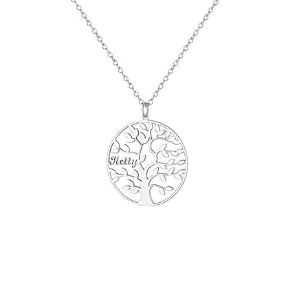 [Custom Tree of Life] 304L Stainless Steel Custom Tree of Life Necklace | Engraved with 1-8 Names | Family Name Jewelry Gift for Wives, Mothers, Grandmothers