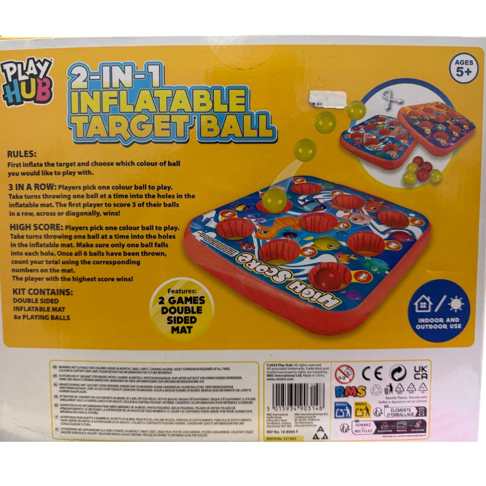 Inflatable Target Ball Game for Kids 2 in 1 – Double-Sided Toss Game with 6 Balls – Indoor & Outdoor Garden Fun Toy Ages 5+
