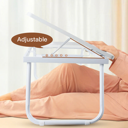 [Cozy Comfort] 73*40cm Versatile Folding Laptop Desk with Cup Holder - 5-Level Adjustable Tilt, Portable & Sturdy Wooden Frame, Ideal for Reading, Studying & Serving Breakfast in Bed - Available in Black, Walnut, Natural, Pink