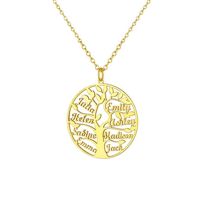 [Custom Tree of Life] 304L Stainless Steel Custom Tree of Life Necklace | Engraved with 1-8 Names | Family Name Jewelry Gift for Wives, Mothers, Grandmothers