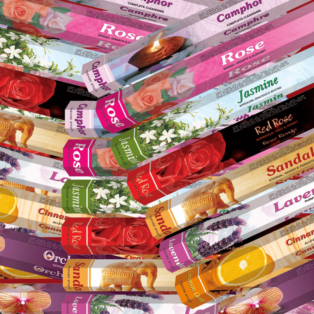 Flute Floral Incense Sticks Variety Pack, 120 Sticks Total, 6 Fragrances, 20 Sticks Each (Images is Just for reference, Real fragrance may different )