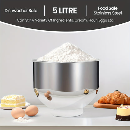SUPERLEX 3-in-1 Stand Mixer 5L with 8 Speeds, Kitchen Machine with Pulse with Dough Hook, Whisk, Eggbeater Attachment for Baking Cake Bread 1300W