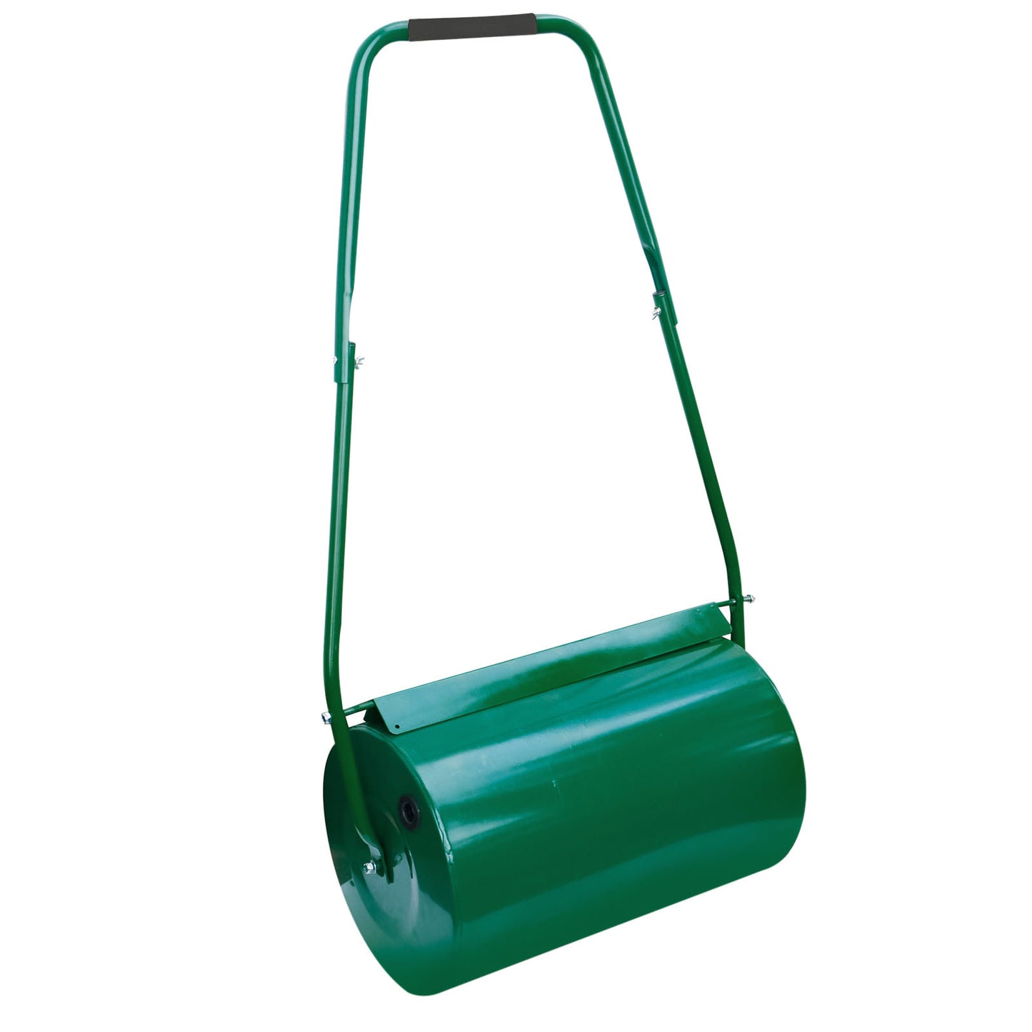 Heavy Duty Garden Grass Lawn Roller - Large Water or Sand Filled Drum, Galvanized Steel Construction, Scraper Bar & Collapsible Handle for Levelling Uneven Ground - Green