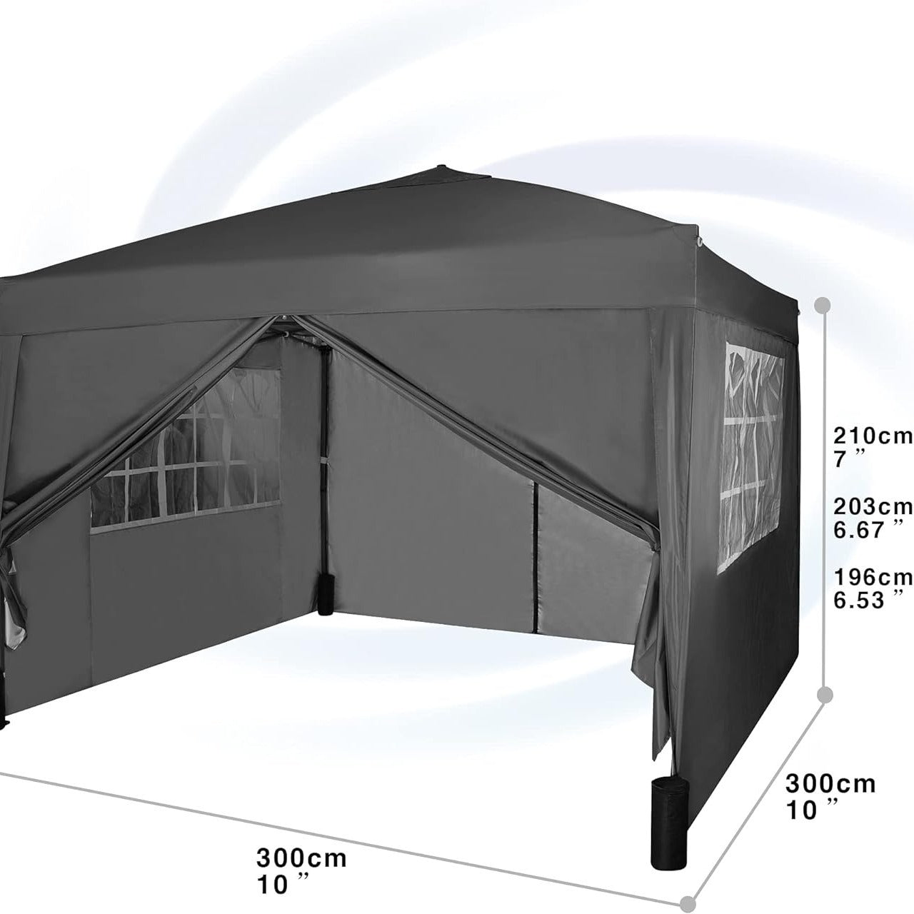 Pop-up Gazebo 3m x 3m with Sides & 4 Weight Bags & Silver Protective Layer Waterproof Marquee Canopy