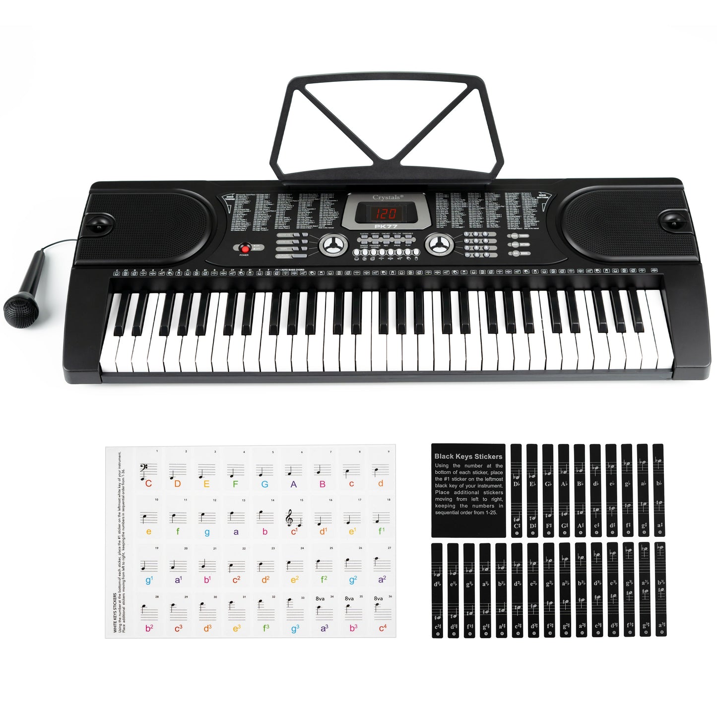61 Keys Keyboard Piano, Digital Electric Piano for Adults, 24 Demonstration Songs, Teaching Music Instruments with Microphone